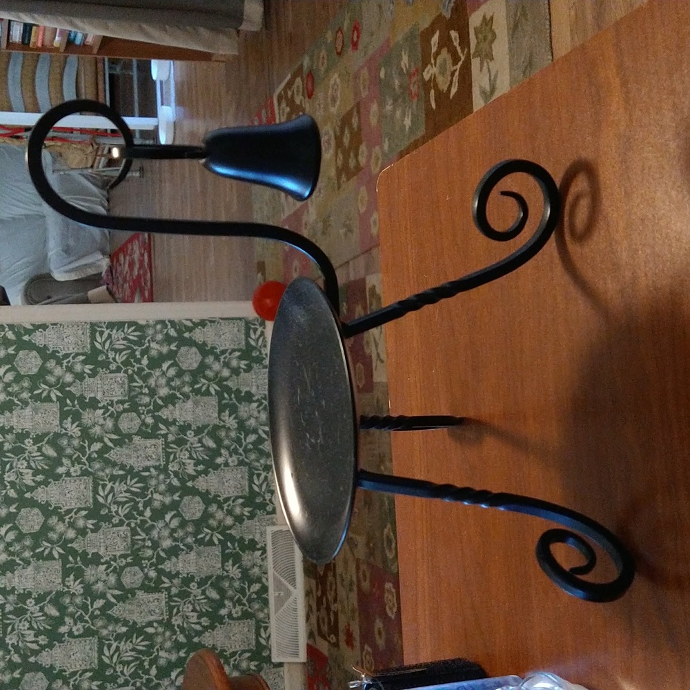 Party lite Candle Stand with Snuffer Vintage Black Rod iron style